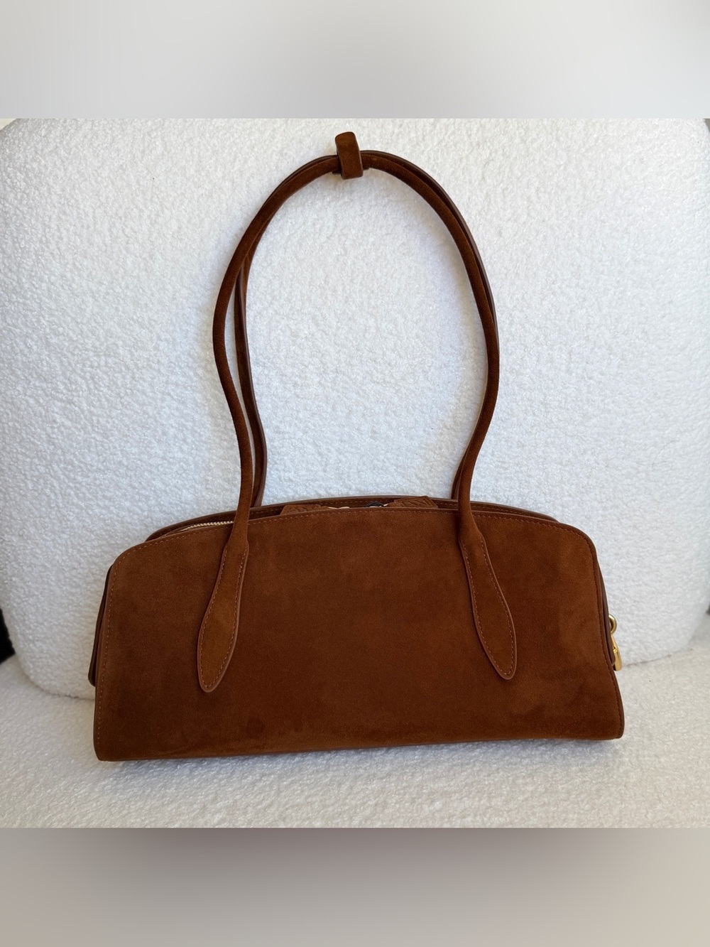Parisa Wang Gabrielle East-West Shoulder Bag – Medium, Brown Suede. - Picture 1 of 9